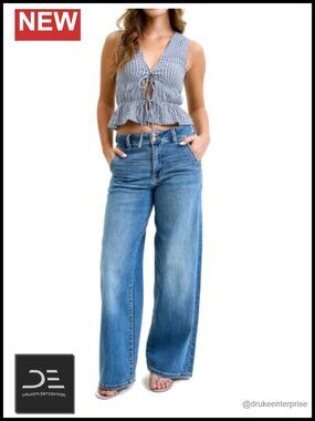 High Waist Wide Leg Trouser Jeans Stretch Cotton